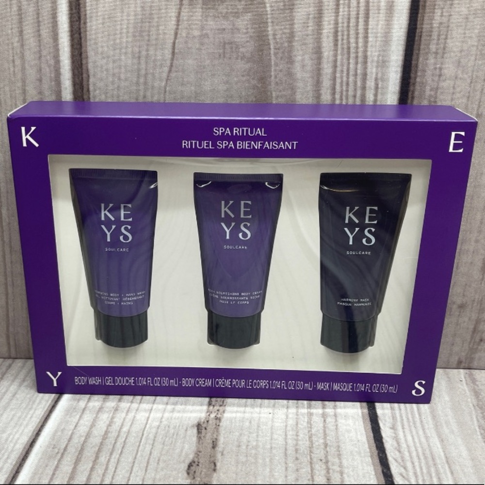 Keys Soulcare Spa Ritual Set of 3 Body Wash Body Cream Harmony Mask 1.014oz each